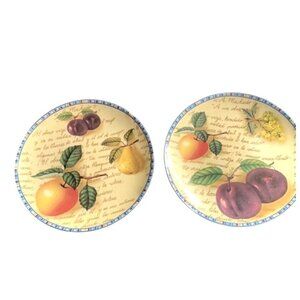 Eden Collection Adan & Abel Formalities By Baum Bros. Fruit Design Plates Set Of